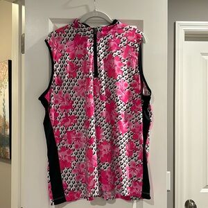 Tail 2X Golf Sleeveless 1/4 Zip Polo - Hot Pink Floral
